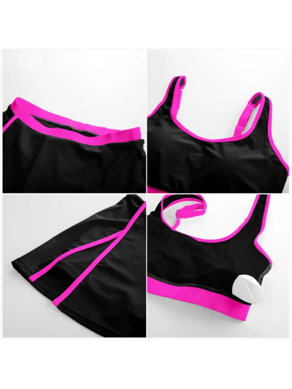 Black and Hot Pink Two-Piece Swim Set - Women - Picture 2 of 7